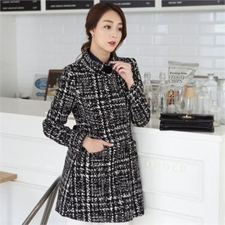 ode' Snap-Button Houndstooth A-Line Coat