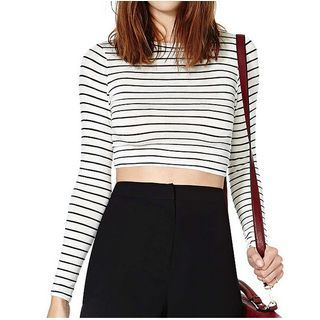 Richcoco Long-Sleeve Striped T-Shirt