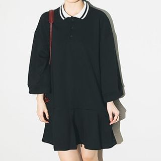 Eva Fashion 3/4-Sleeve Pleated Dress