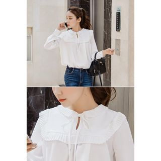 migunstyle Bow-Front Pleated-Detail Top