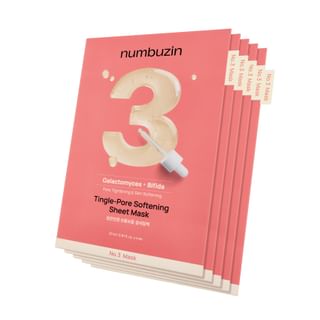 Numbuzin - No. 3 Tingle-Pore Softening Sheet Mask Set 5 Sheets 2025 Version - 27Ml X 5 Sheets