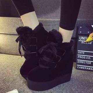 Wello Platform Hidden Wedge Fleece Ankle Boots