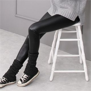 Picapica Inset Faux-Leather Warmer Leggings