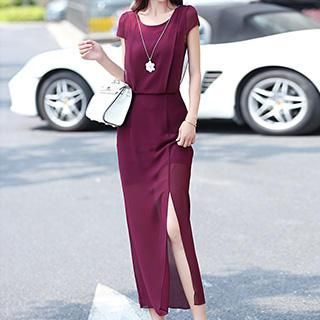 Romantica Short-Sleeve Chiffon Maxi Dress