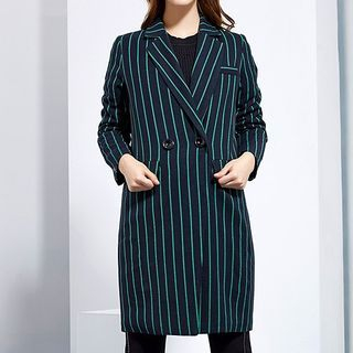 ISOL Notched-Lapel Striped Buttoned Coat
