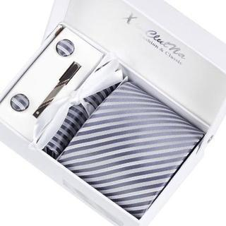 Xin Club Patterned Neck Tie Gift Set Gray - One Size