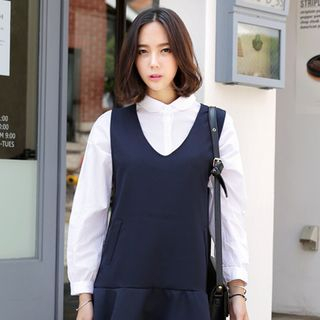 Seoul Fashion Peter Pan-Collar Drop-Shoulder Blouse