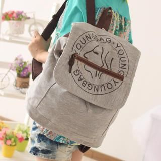 Canvas Love Bow-Accent Bucked Flap Canvas Backpack