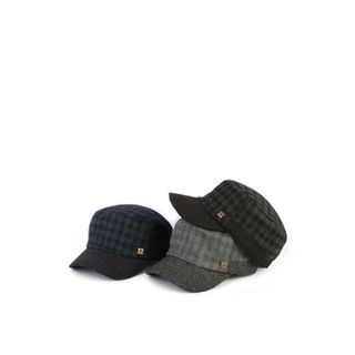 Ohkkage Wool Blend Check-Pattern Military Cap