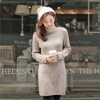 Styleberry Turtle-Neck Cable-Knit Dress