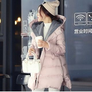 Romantica Paneled Hooded Puffer Zip Coat