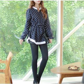 Everose Long-Sleeve Dotted Blouse