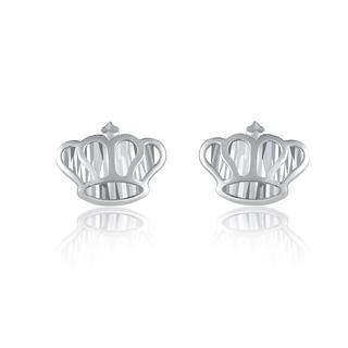 MaBelle 14K/585 White Gold Diamond Cut Crown Earrings