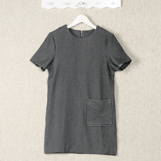 YesStyle Z Pocket Detail Stripe Dress Gray - One Size