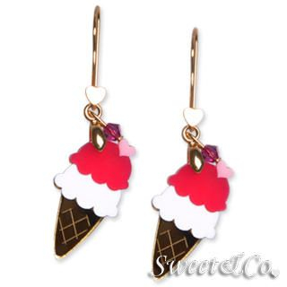 Sweet & Co. Sweet&Co. Gold Mirror Fuchsia Ice-Cream Earrings Gold - One Size