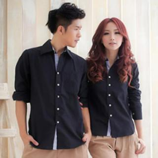 Gurun Vani Long-Sleeve Contrast Trim Couple Shirt