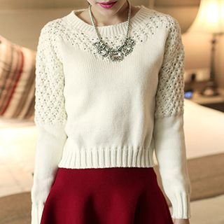 Fashion Street Long-Sleeve Crochet Sweater