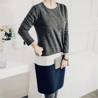 JOAMOM Round-Neck Color-Block Shift Dress