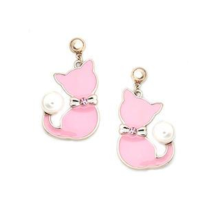 MBLife.com The Happiness Collection - Princess Pinky Cat Stud in Pink Stud Earrings