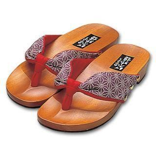 Geta-monogatari Wood Sandals - Natural SS - Red