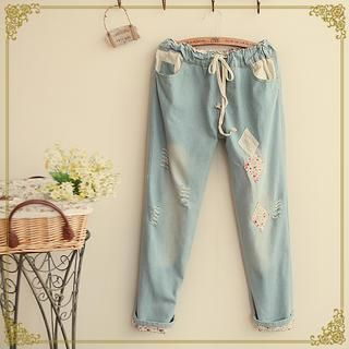 Fairyland Distressed Straight-Leg Jeans