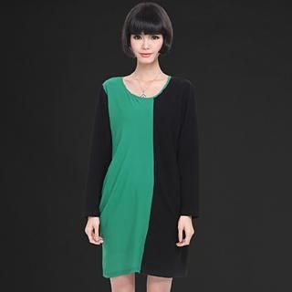 Mythmax Long-Sleeve Contrast-Color Dress