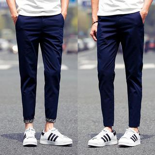 LC Homme Slim-Fit Patterned-Trim Pants