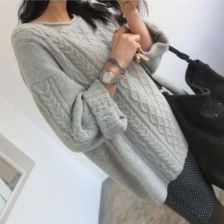 Isadora 3/4-Sleeve Cable Knit Sweater