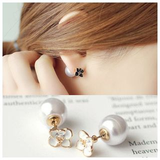 Cheermo Faux Pearl Flower Earrings