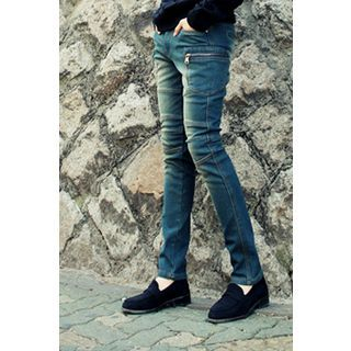 Ohkkage Fleece-Lined Washed Jeans
