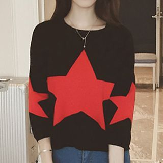 Fashion Street Star Print 3/4-Sleeve Sweater