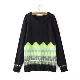 Chicsense Patterned Furry Sweater