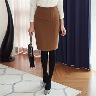 ode' Wrap-Front Pencil Skirt with Brooch