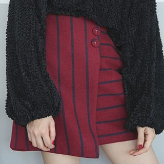 Eva Fashion Stripe A Line Woolen Skirt