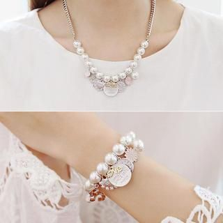 soo n soo Set: Diverse Dangled Beads Necklace + Dangled Bracelet