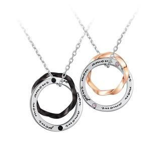 MBLife.com Left Right Accessory - 925 Silver Interlocking Ring Necklace - Couple Set