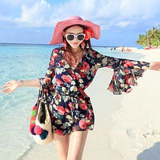 Sunset Hours Bohemian Bell Sleeve Playsuit