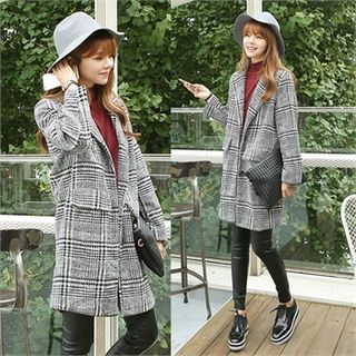 One's Ozzang Single-Breasted Check Coat