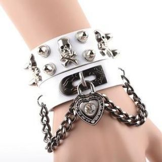 Trend Cool Studded Skull Padlock Bracelet