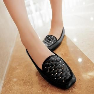 Pangmama Rhinestone Quilted Loafers