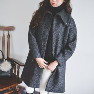 JUSTONE Knit-Collar Boucl  Wool Blend Coat