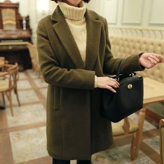 CLICK Single-Breasted Wool Blend Coat