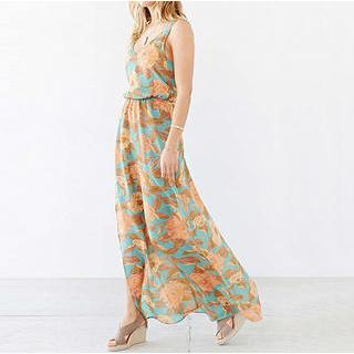 Richcoco Sleeveless Floral Print Maxi Dress
