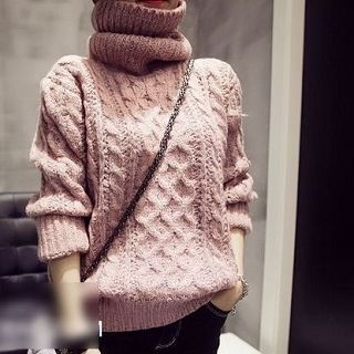 Rainbeam Turtleneck Cable-Knit Sweater