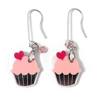 Sweet & Co. Sweet&Co Mini Silver Pink Cupcake Crystal Earrings Silver - One Size