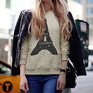 chome Eiffel Tower Pattern Pullover