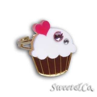 Sweet & Co. Mini White Cupcake Crystal Gold Ring (S) Gold - One Size