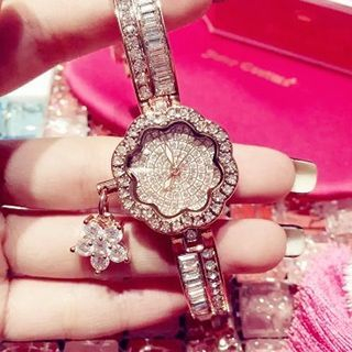 Nanazi Jewelry Rhinestone Flower Bracelet Watch