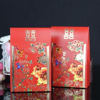 Rojo Floral Print Chinese Wedding Gift Paper Bag