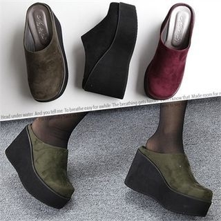 Reneve Wedge-Heel Faux-Suede Mules